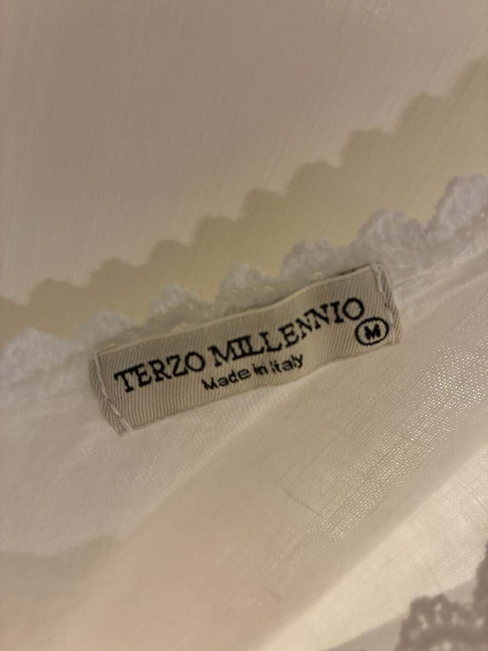 Terzo Millennio Maxi Dress Size M White 100% Linen Smocked Made In Italy